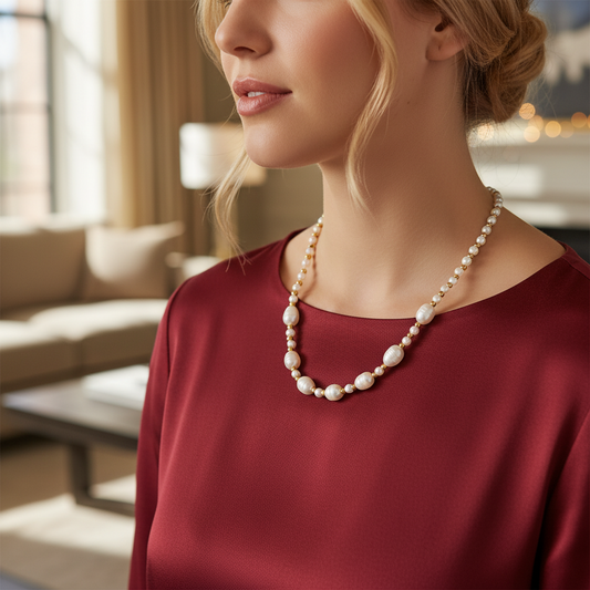 Χειροποίητο κολιέ με γυάλινες και ακανόνιστες πέρλες – So Cute by Dimi Wholesale