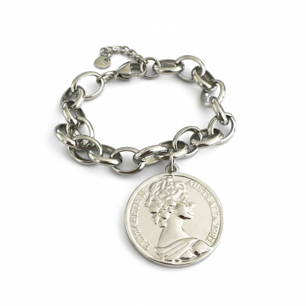 Βραχιόλι “Royal Medallion” – Ατσάλινο με μεγάλο νόμισμα  | So Cute by Dimi