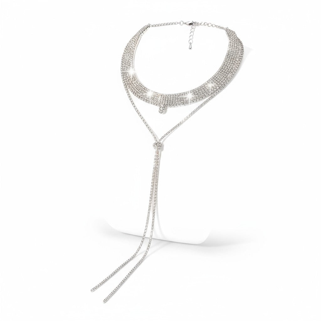 Βραδινό Y choker με κρυστάλλους σε ασημί ή μαύρο – Holiday Night Collection – So Cute by Dimi