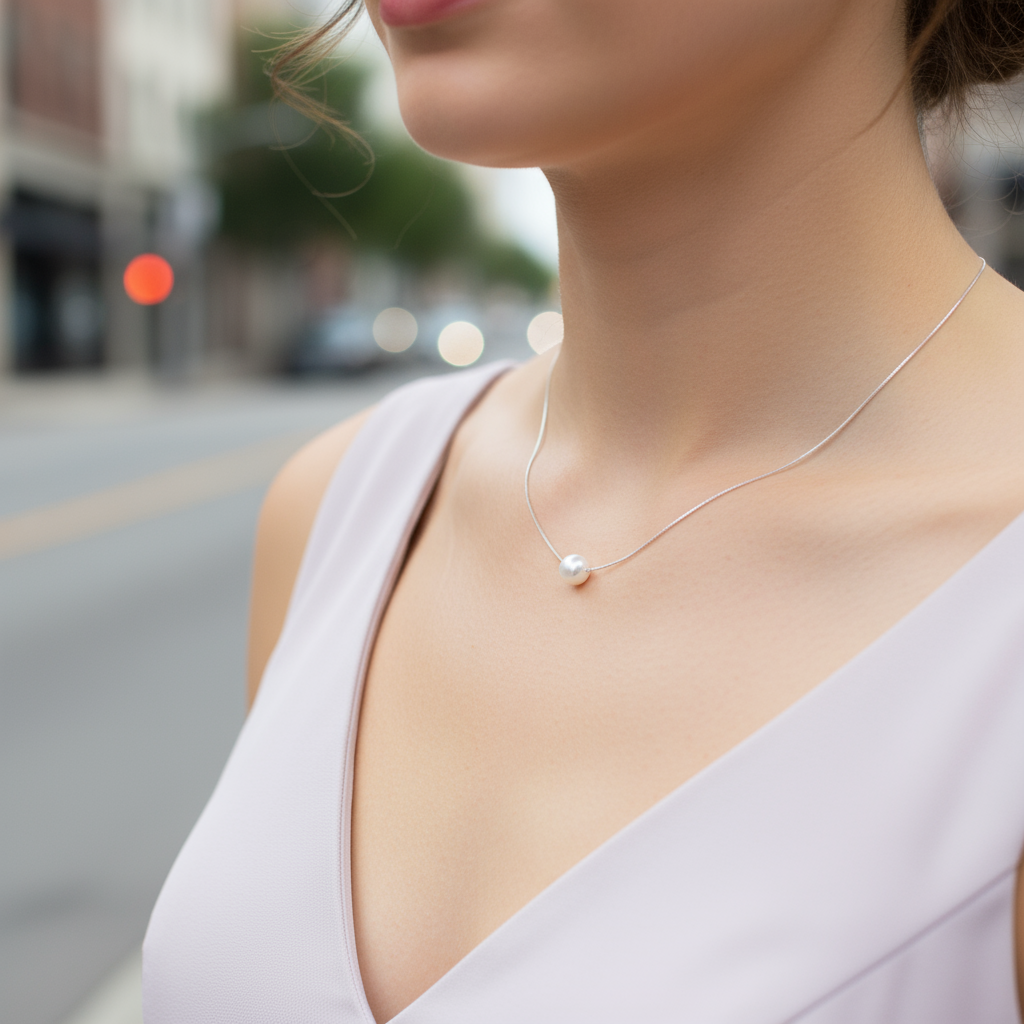 Ατσάλινο κολιέ με πέρλα 8mm σε χρυσό και ασημί – So Cute Wholesale