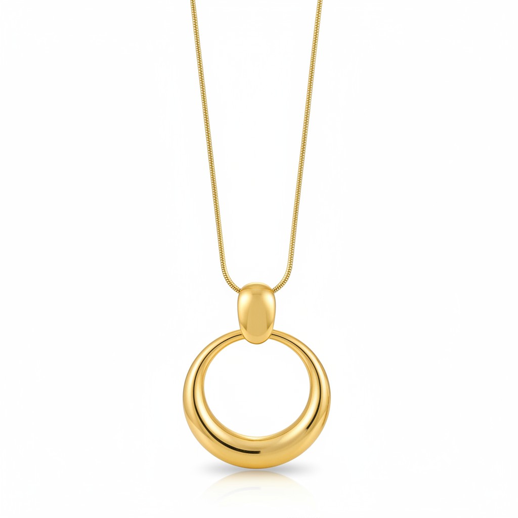 Stainless steel sculpted circle pendant necklace σε χρυσό και ασημί – wholesale So Cute by Dimi