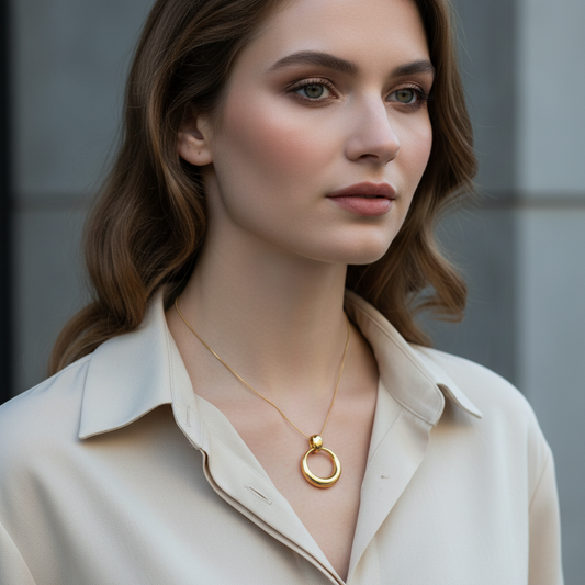 Stainless steel sculpted circle pendant necklace σε χρυσό και ασημί – wholesale So Cute by Dimi