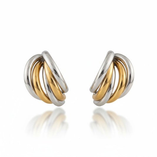 Ατσάλινα σκουλαρίκια Nova Hoops 2,5 εκ. σε χρυσό και δίχρωμο φινίρισμα So Cute by Dimi