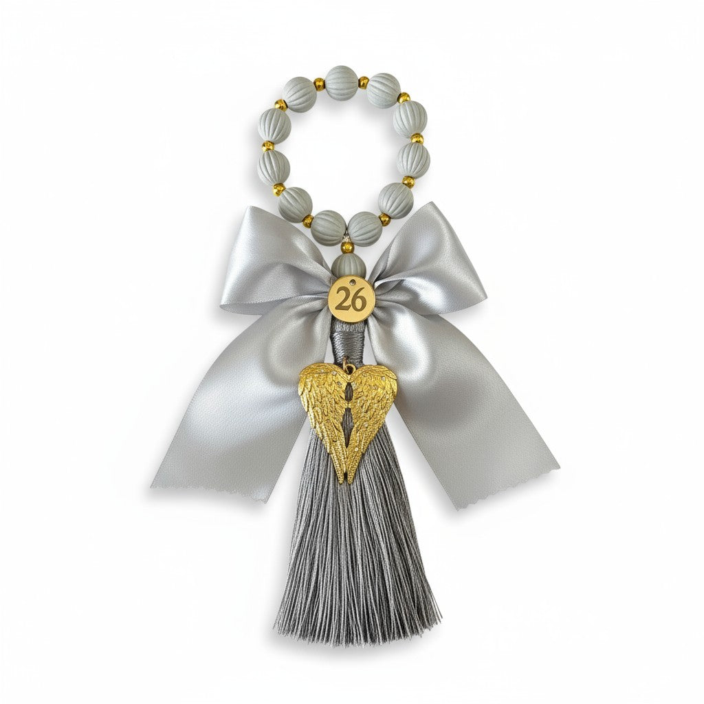 Χειροποίητο γούρι φτερά αγγέλου με στρας και φούντα – So Cute by Dimi Wholesale