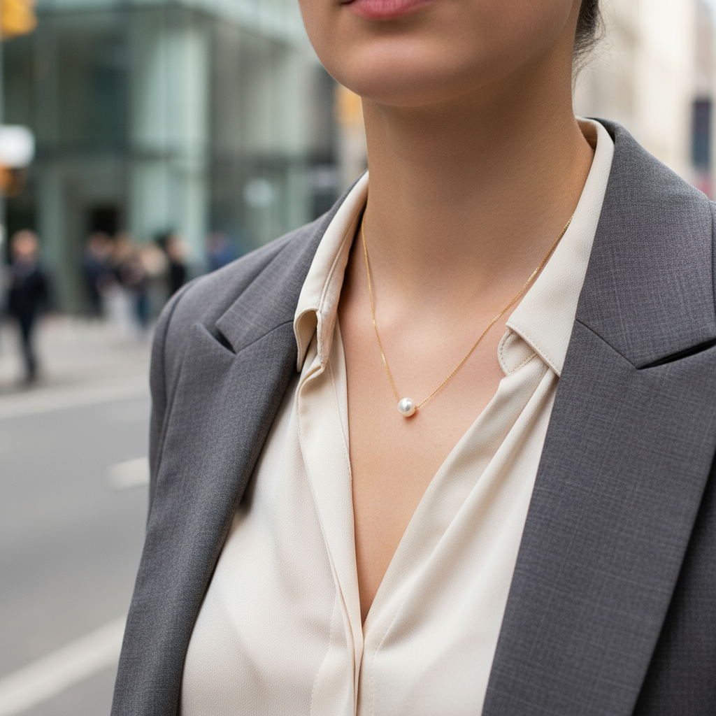 Ατσάλινο κολιέ με πέρλα 8mm σε χρυσό και ασημί – So Cute Wholesale