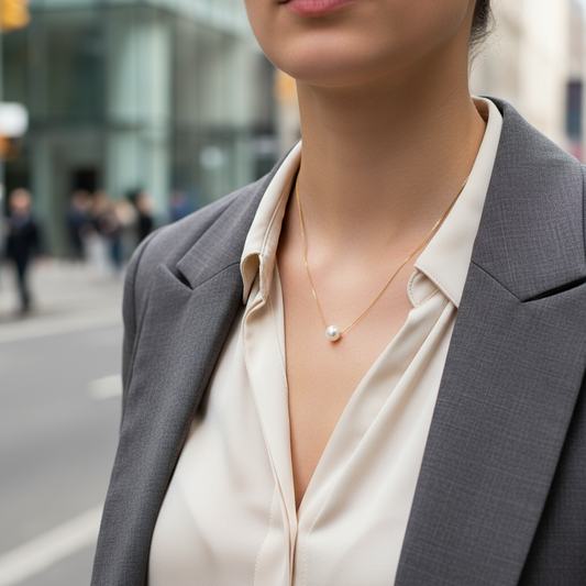 Ατσάλινο κολιέ με πέρλα 8mm σε χρυσό και ασημί – So Cute Wholesale