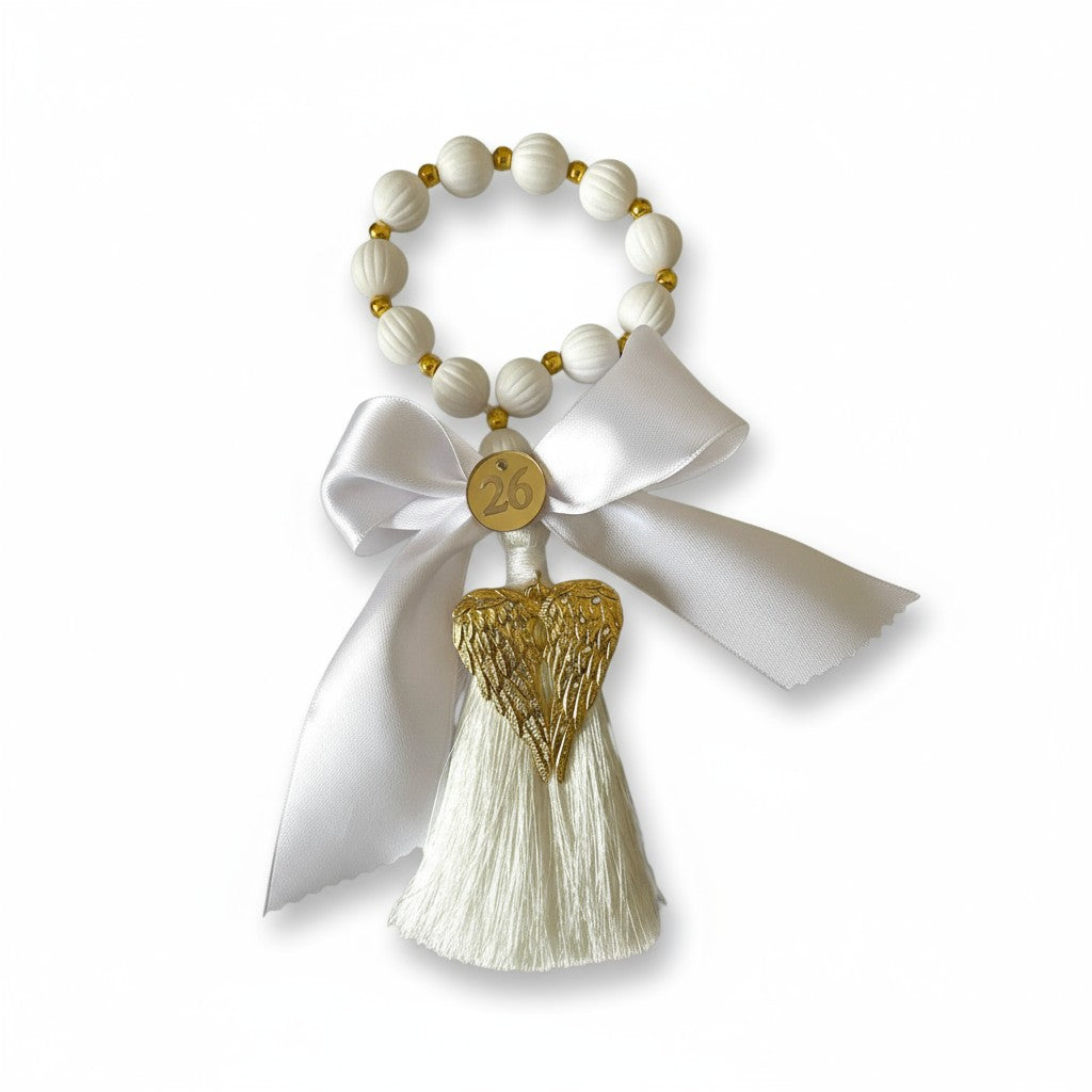 Χειροποίητο γούρι φτερά αγγέλου με στρας και φούντα – So Cute by Dimi Wholesale