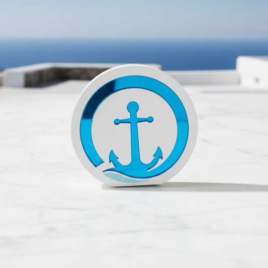 🤍✨ Άγκυρα Plexiglass Mirror – Επιτραπέζιο Χειροποίητο Γούρι