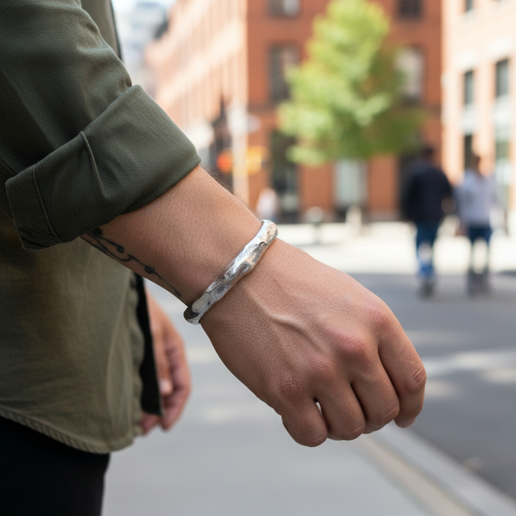 Ανδρικό βραχιόλι από κασσίτερο με σφυρήλατη υφή – So Cute by Dimi