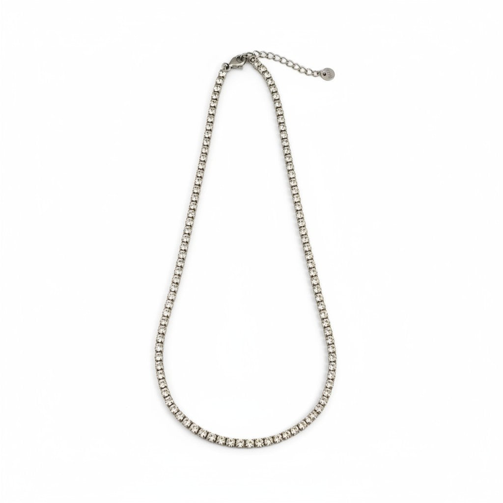 Χονδρικό ατσάλινο κολιέ riviera με strass 3mm – So Cute by Dimi Wholesale