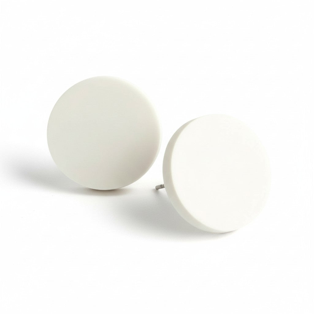 Χειροποίητα σκουλαρίκια από λευκό plexiglass διαμέτρου 5εκ., χονδρική So Cute by DImi