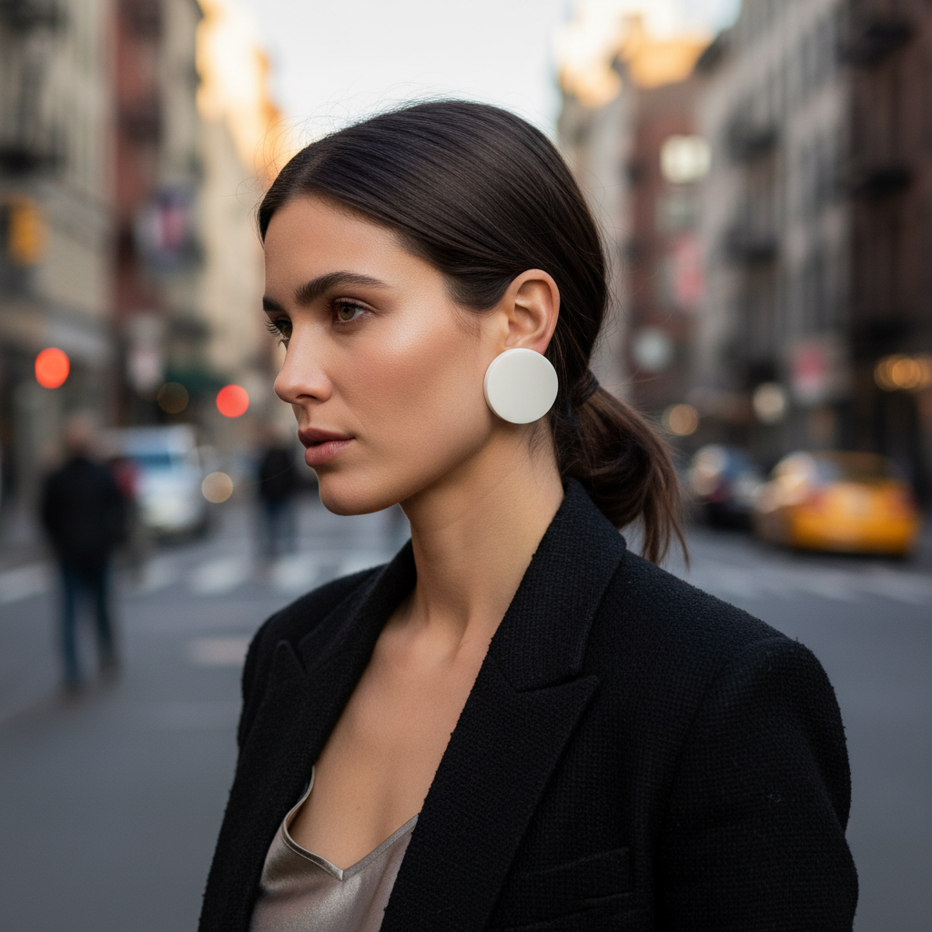 Χειροποίητα σκουλαρίκια από λευκό plexiglass διαμέτρου 5εκ., χονδρική So Cute by DImi