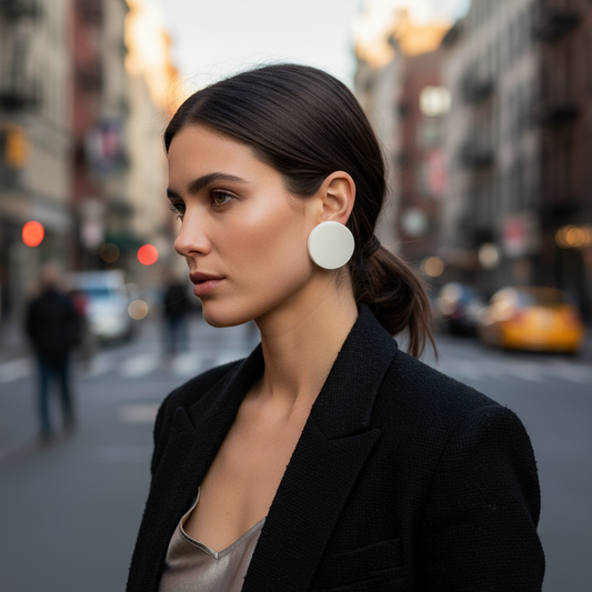 Χειροποίητα σκουλαρίκια από λευκό plexiglass διαμέτρου 5εκ., χονδρική So Cute by DImi