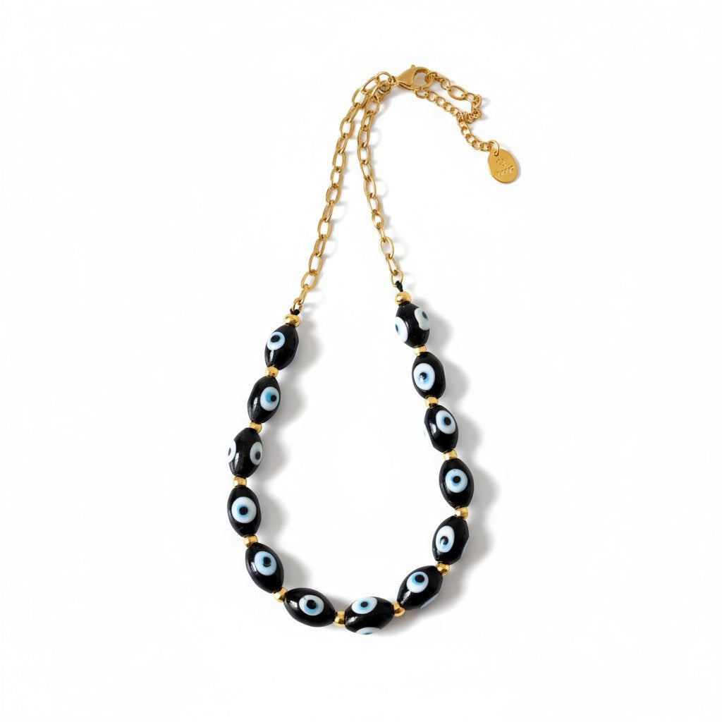Χειροποίητο κολιέ με lampwork γυάλινες χάντρες μάτι – So Cute by Dimi Wholesale