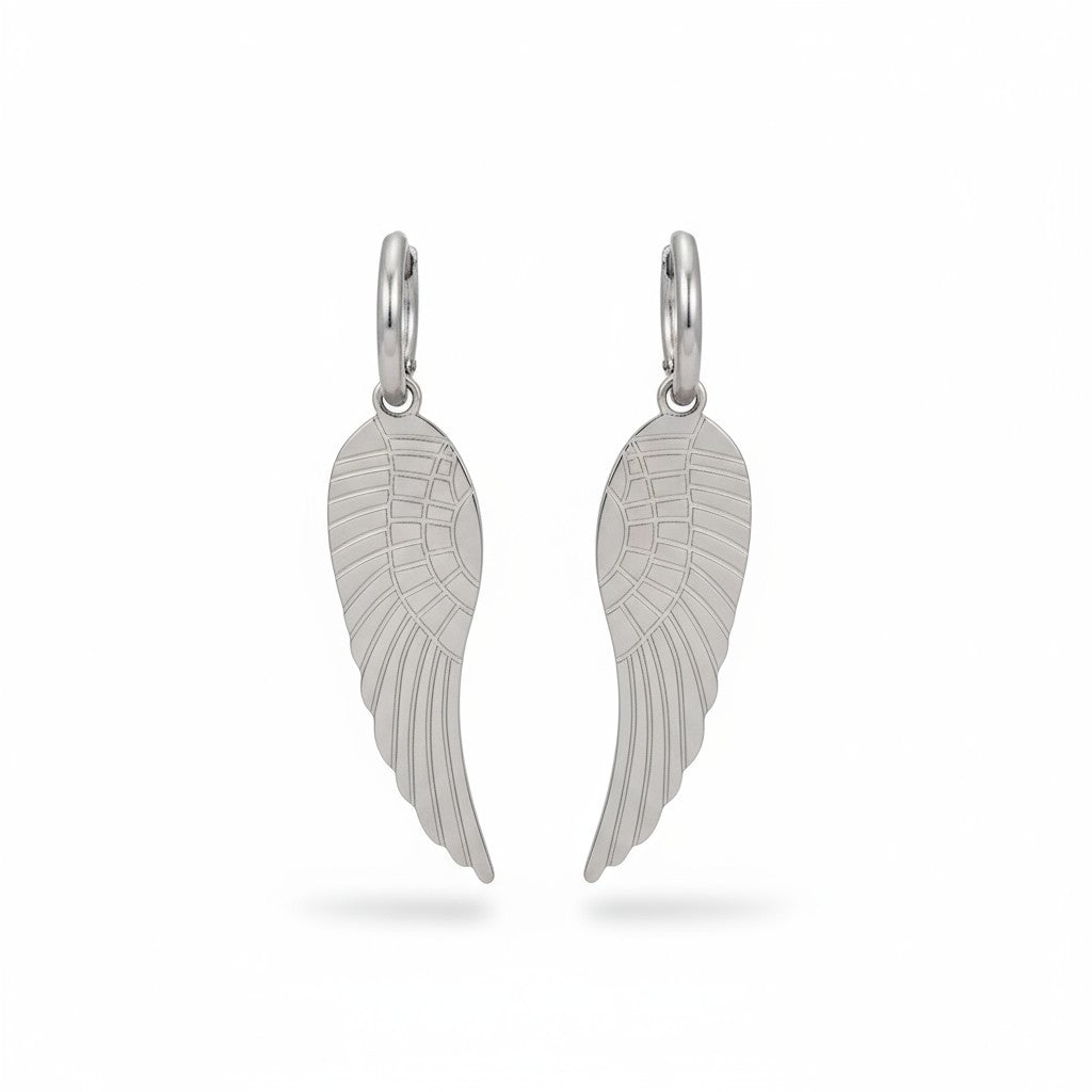 Angel Wing Earrings – Ατσάλινα Σκουλαρίκια με Φτερό Αγγέλου | So Cute by Dimi Χονδρική