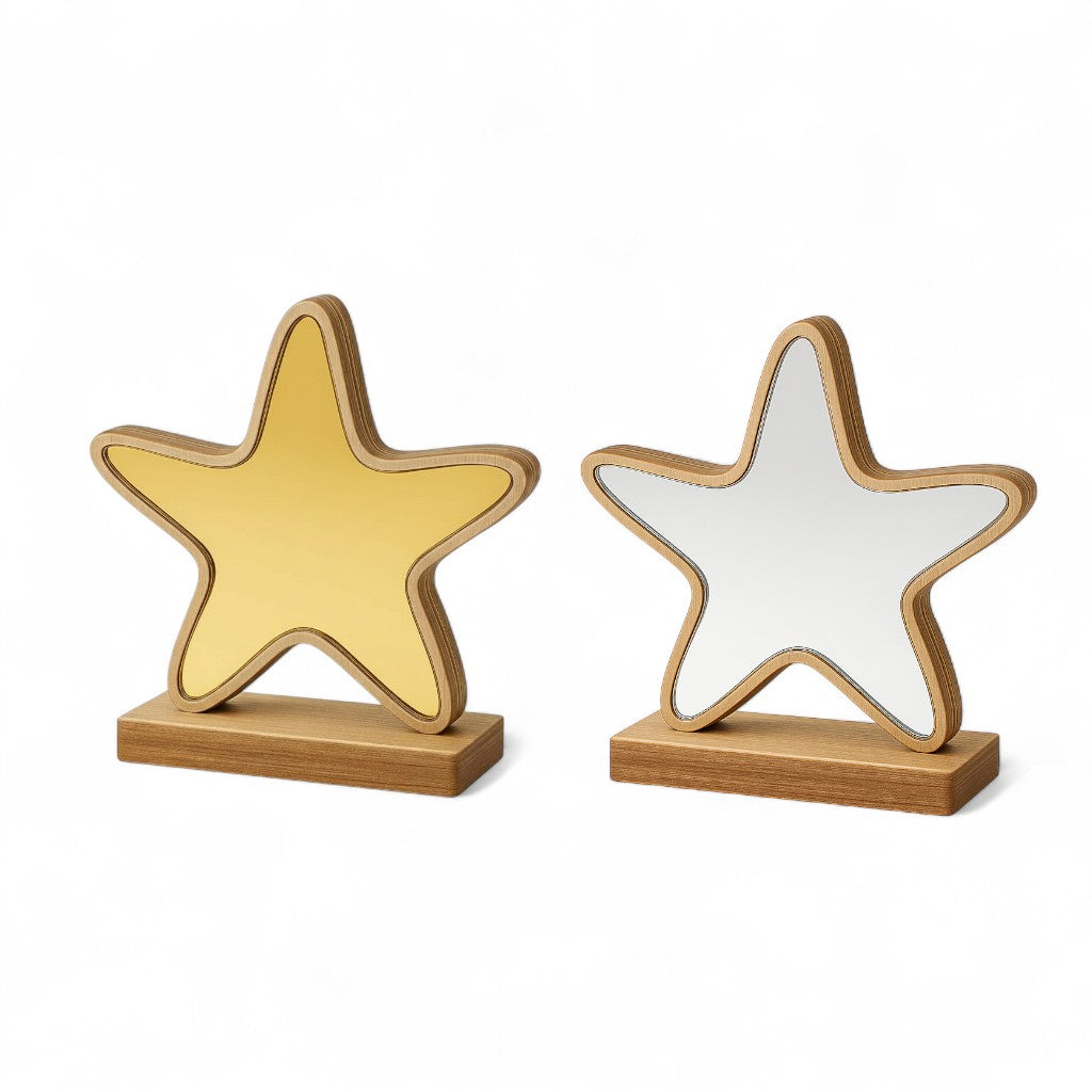 🤍✨ Επιτραπέζιος Αστερίας Mirror – Gold & Silver