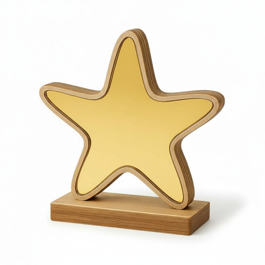 🤍✨ Επιτραπέζιος Αστερίας Mirror – Gold & Silver