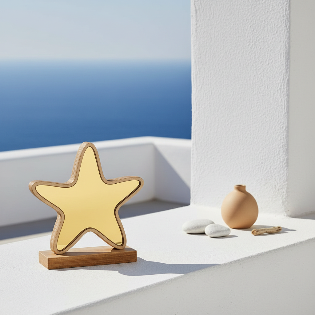 🤍✨ Επιτραπέζιος Αστερίας Mirror – Gold & Silver