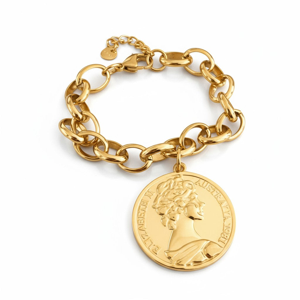 Βραχιόλι “Royal Medallion” – Ατσάλινο με μεγάλο νόμισμα  | So Cute by Dimi