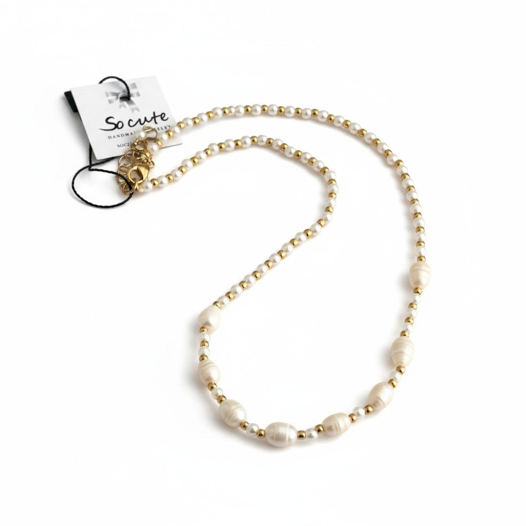 Χειροποίητο κολιέ με γυάλινες και ακανόνιστες πέρλες – So Cute by Dimi Wholesale