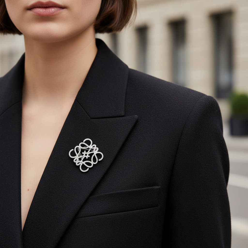 ⚡🚚Καρφίτσα “Luxe Filigree Brooch” – Μεταλλική με στρας