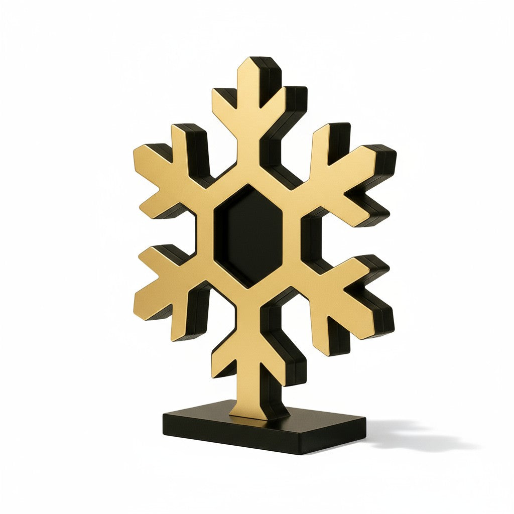 Plexiglass γούρι Νιφάδα 2026 μαύρο & χρυσό – So Cute by Dimi Wholesale