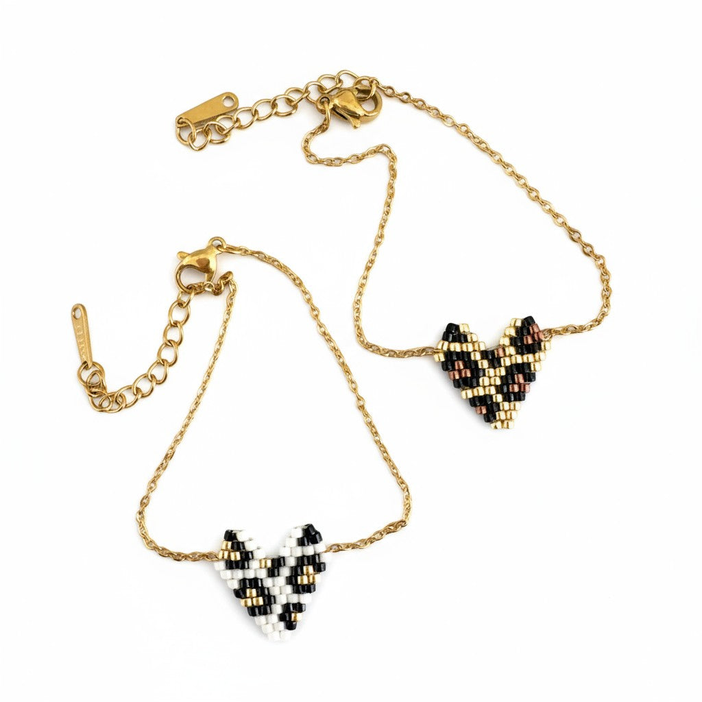 Βραχιόλι “Wild Heart” – Miyuki Καρδιά Animal Print | So Cute by Dimi Wholesale