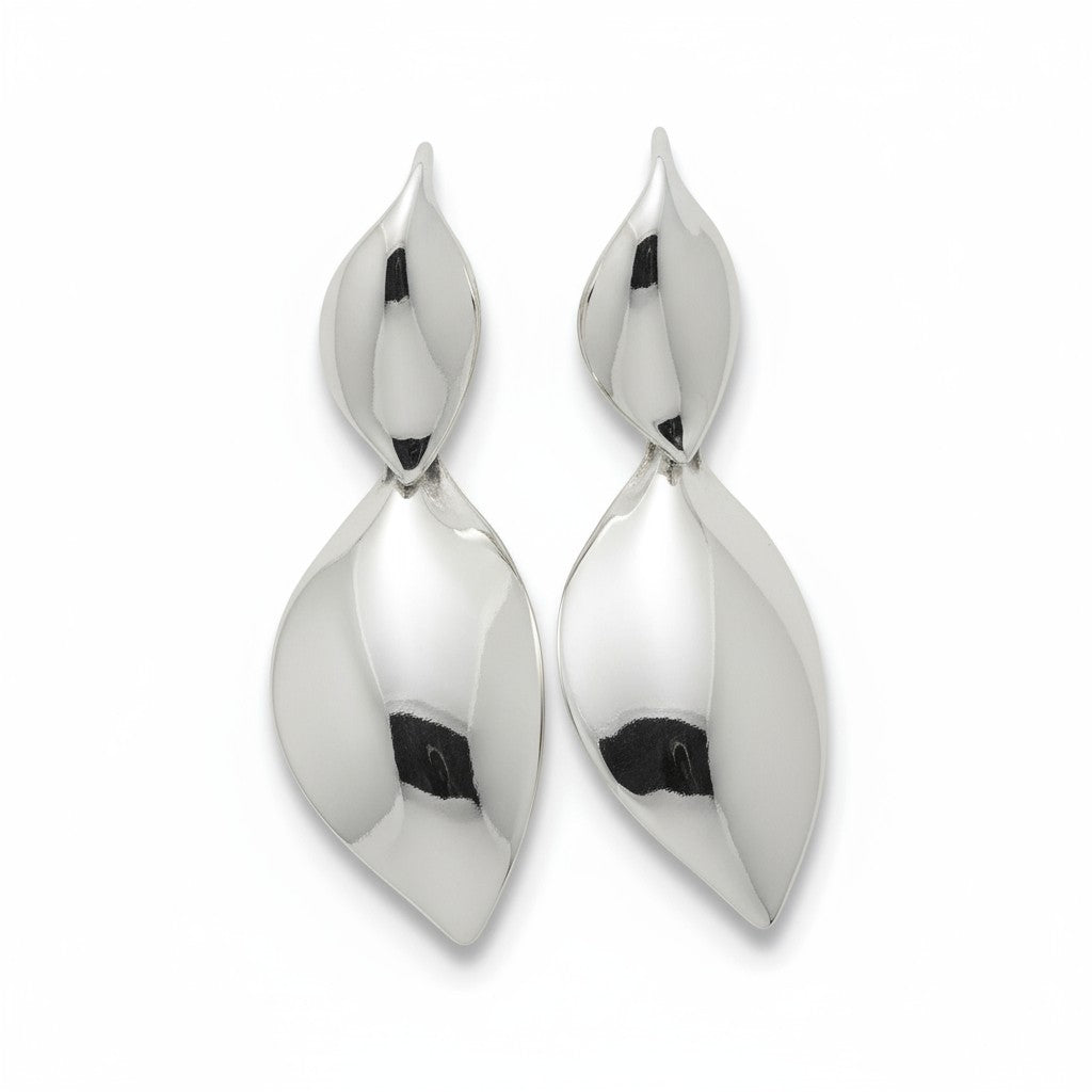 Ατσάλινα σκουλαρίκια 8 εκ. σε χρυσό, ασημί και δίχρωμο φινίρισμα So Cute by Dimi