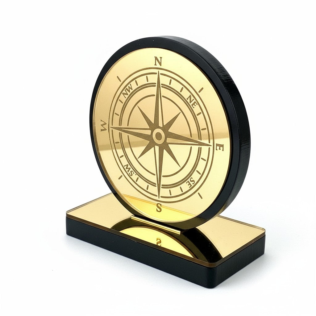 🤍✨ Επιτραπέζιο Γούρι Πυξίδα – Plexiglass Καθρέφτης