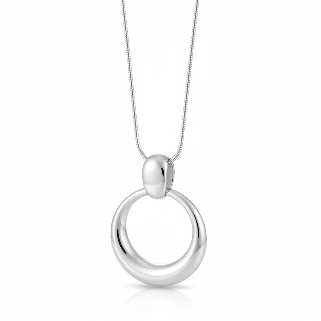 Stainless steel sculpted circle pendant necklace σε χρυσό και ασημί – wholesale So Cute by Dimi