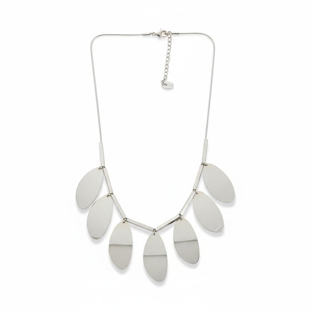 Ατσάλινο κολιέ με οβάλ μεταλλικά στοιχεία – So Cute Wholesale