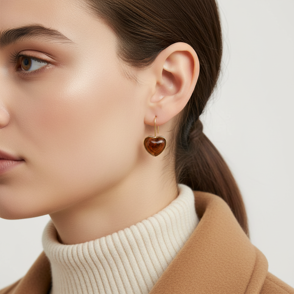 ⚡🚚 Tortoise Heart Earrings – Ατσάλινα Σκουλαρίκια με Καρδιά