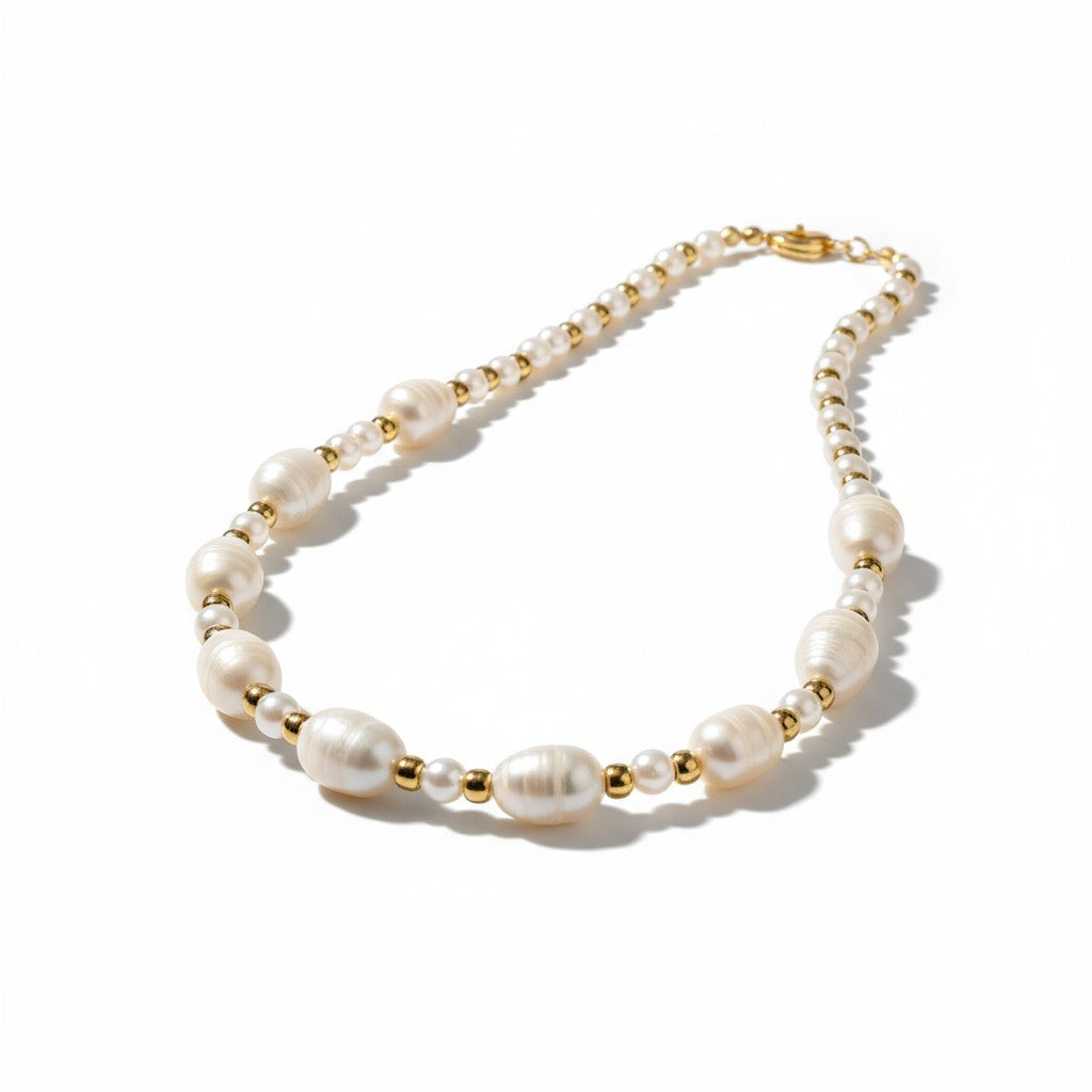 Χειροποίητο κολιέ με γυάλινες και ακανόνιστες πέρλες – So Cute by Dimi Wholesale