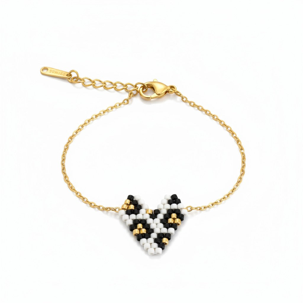 Βραχιόλι “Wild Heart” – Miyuki Καρδιά Animal Print | So Cute by Dimi Wholesale