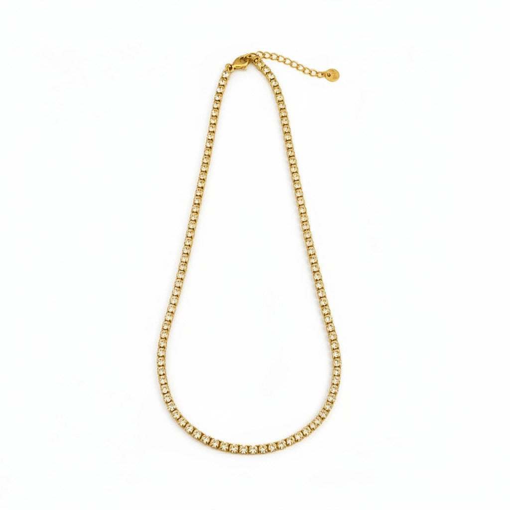 Χονδρικό ατσάλινο κολιέ riviera με strass 3mm – So Cute by Dimi Wholesale