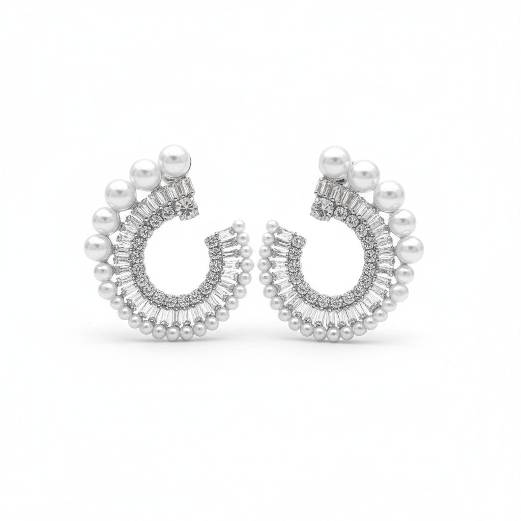Statement σκουλαρίκια με πέρλες και στρας σε ασημί, So Cute by Dimi Wholesale