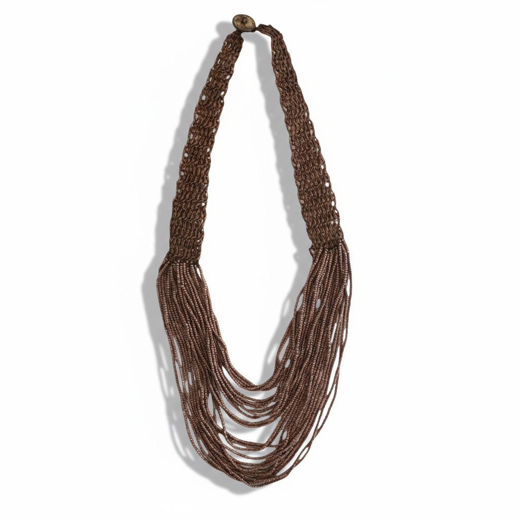 Μακρύ boho κολιέ με πολλές σειρές χαντρών και πλεκτό λαιμό σε διάφορα χρώματα – So Cute by Dimi