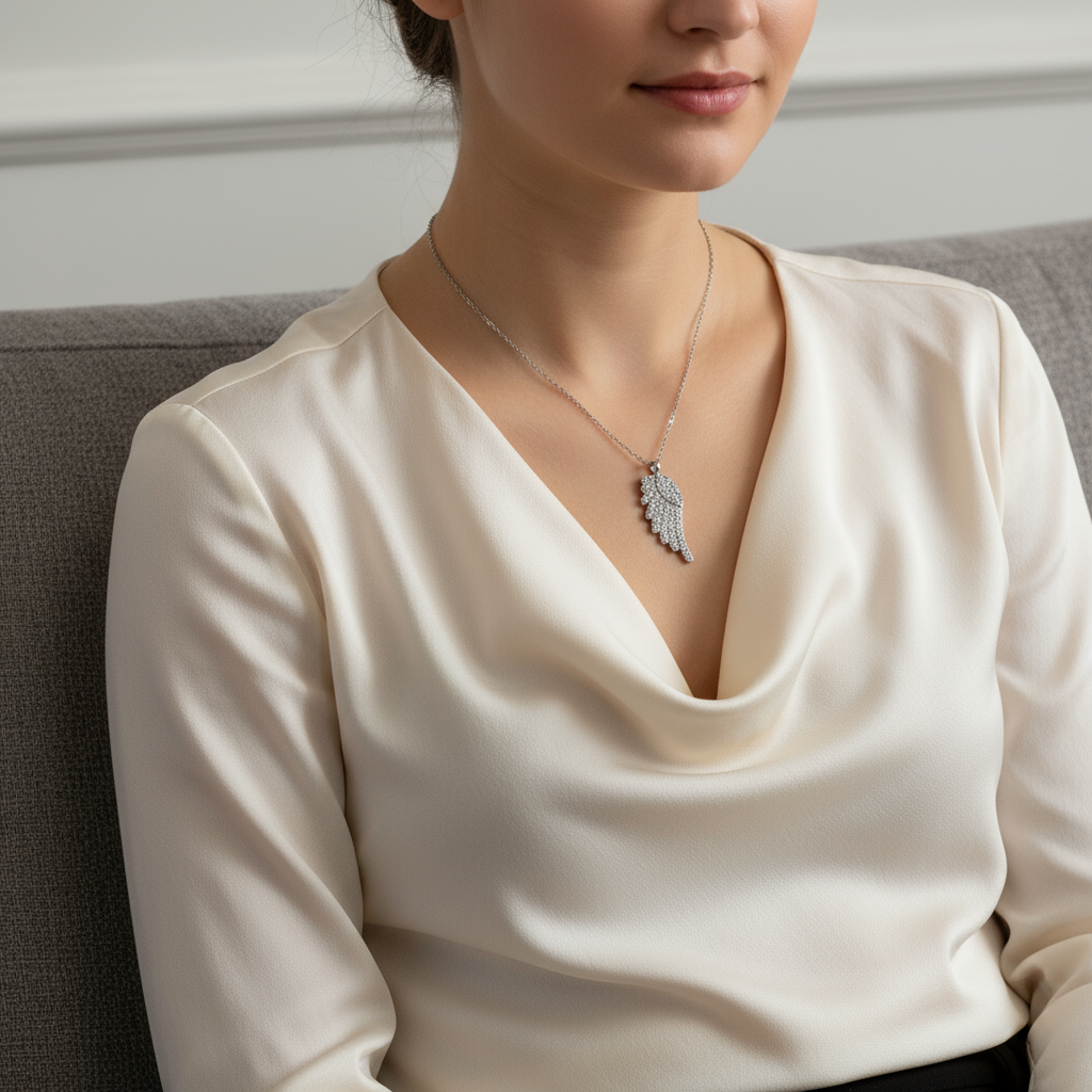 Crystal Angel Wing Necklace – Ατσάλινο Κολιέ με Φτερό & Ζιργκόν | So Cute by Dimi Χονδρική