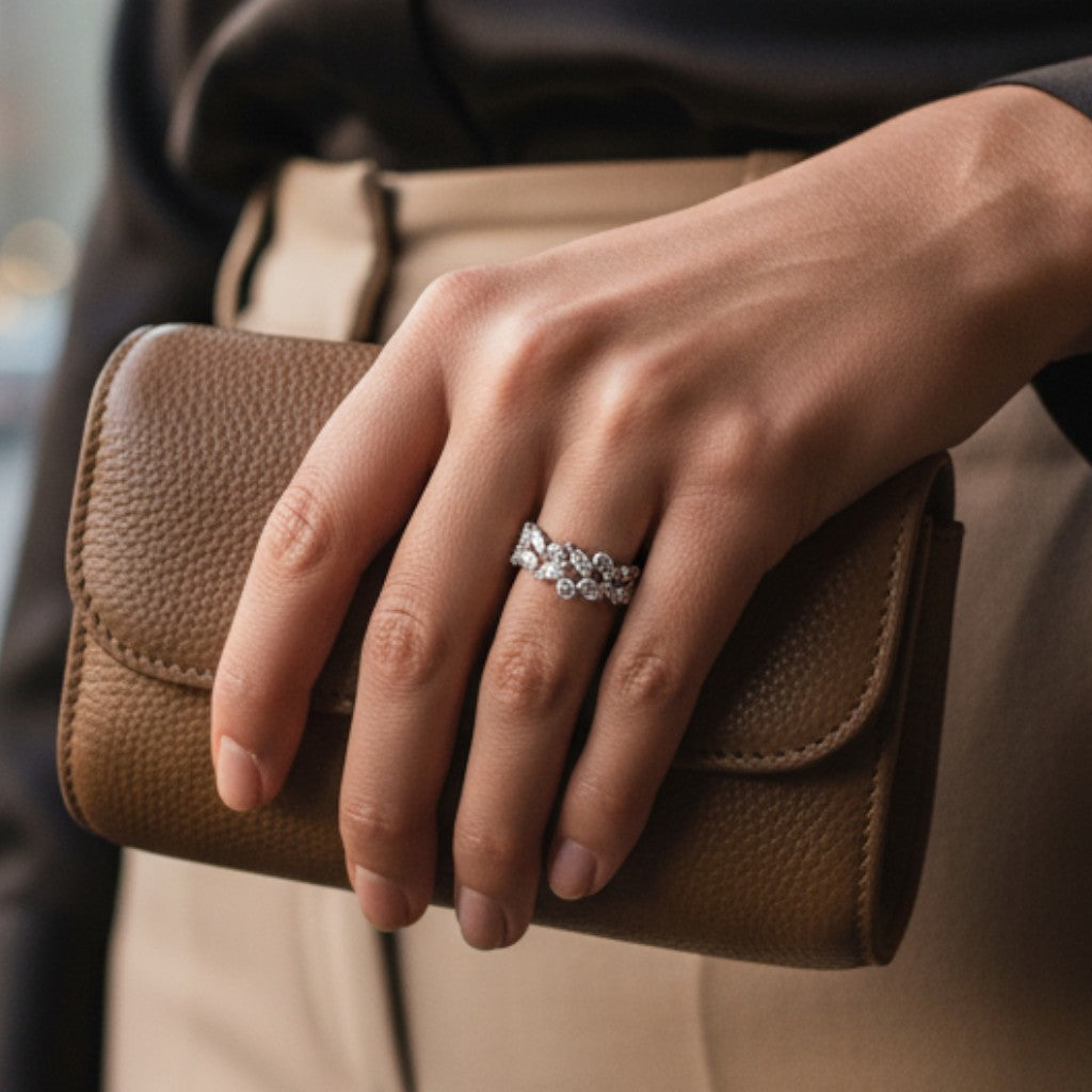 Ατσάλινο δαχτυλίδι με ζιργκόν σε οβάλ και δάκρυ σχέδιο – Crystal Cluster Ring| So Cute by Dimi