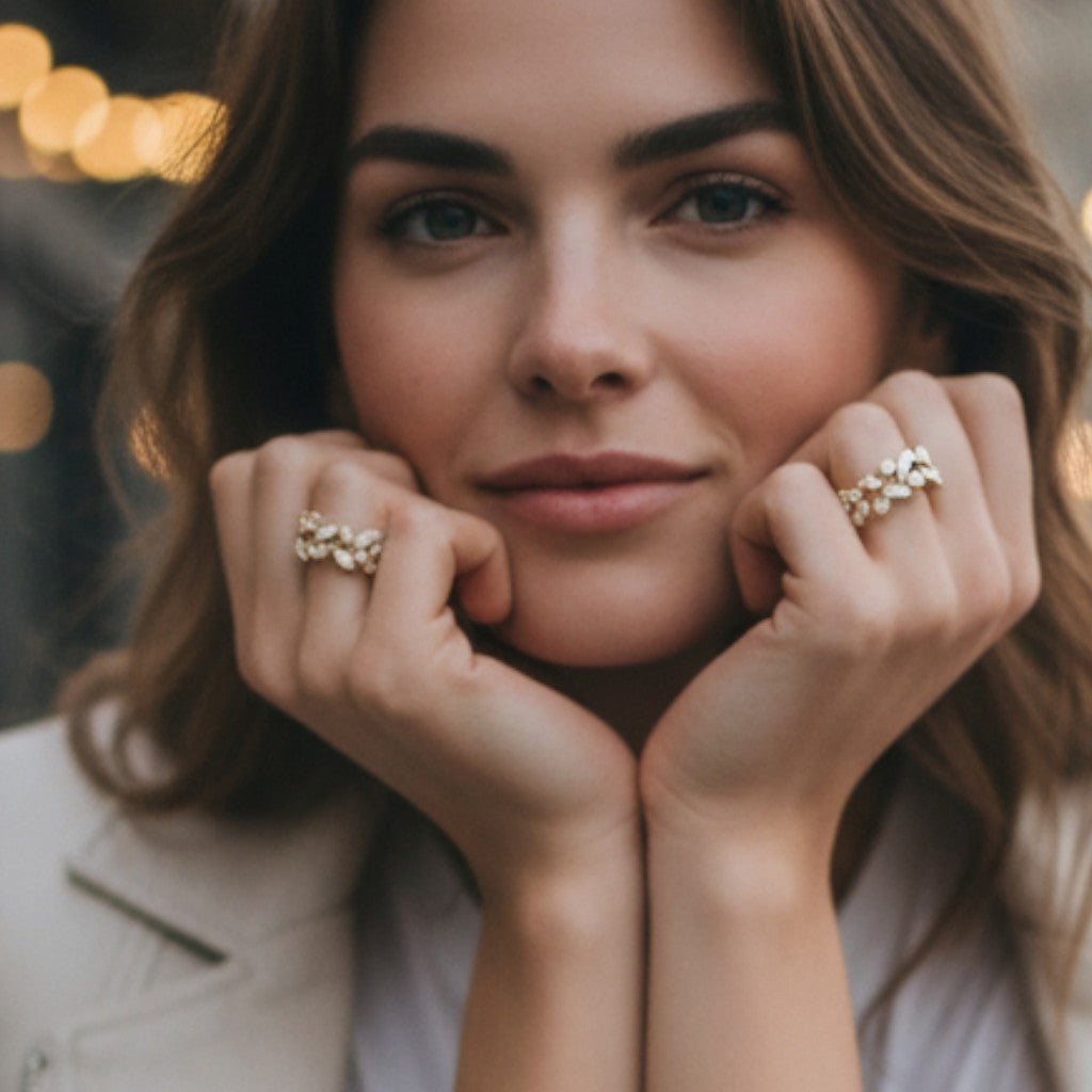 Ατσάλινο δαχτυλίδι με ζιργκόν σε οβάλ και δάκρυ σχέδιο – Crystal Cluster Ring| So Cute by Dimi