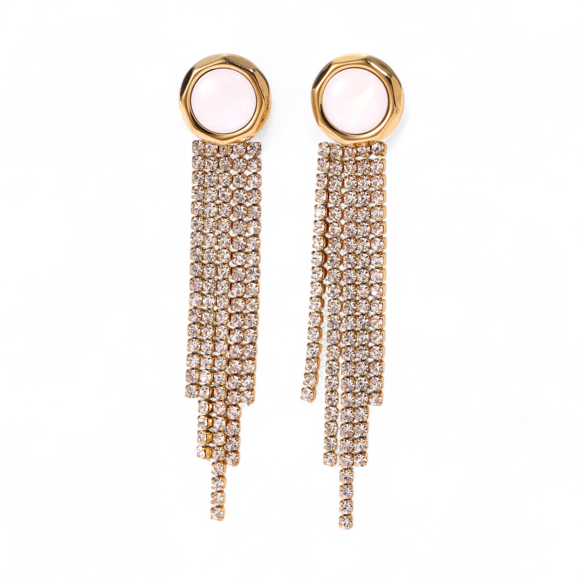 Σκουλαρίκια Tassel Round από ατσάλι με ζιργκόν – So Cute by Dimi χονδρική