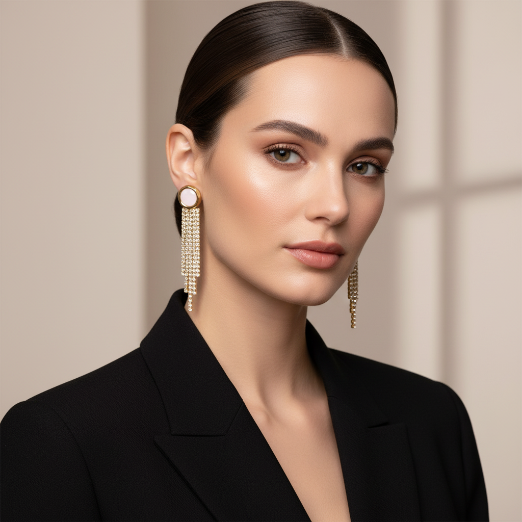 Σκουλαρίκια Tassel Round από ατσάλι με ζιργκόν – So Cute by Dimi χονδρική