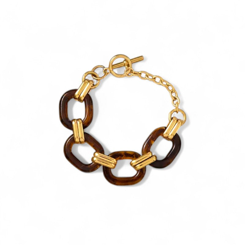 Βραχιόλι με κρίκους ταρταρούγας και χρυσή αλυσίδα – Tortoise Chain Bracelet – So Cute by Dimi