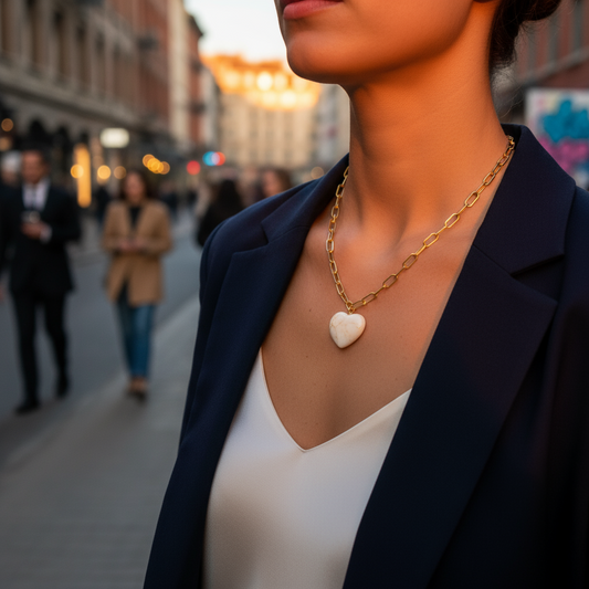 Κολιέ με χρυσή ατσάλινη αλυσίδα και καρδιά από ρητίνη – Amour Heart Necklace – So Cute by Dimi
