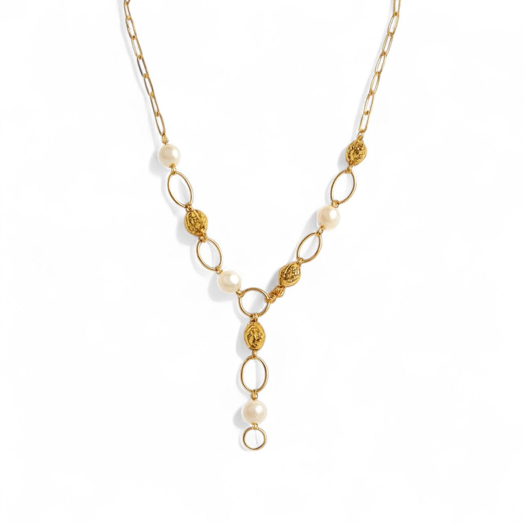 Elara Necklace – Ατσάλινο Κολιέ Τύπου Υ με Πέρλες | So Cute by Dimi Χονδρική