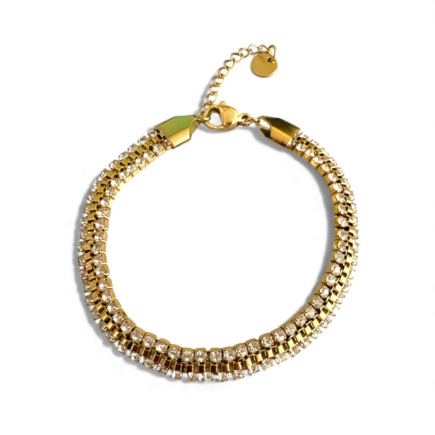 Ατσάλινο βραχιόλι με διπλή σειρά στρας – So Cute by Dimi χονδρική