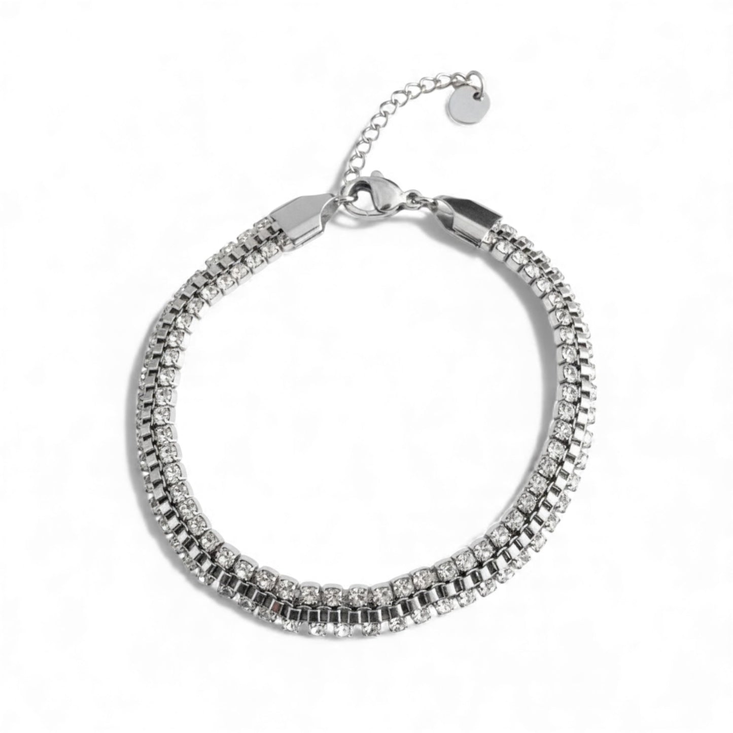 Ατσάλινο βραχιόλι με διπλή σειρά στρας – So Cute by Dimi χονδρική