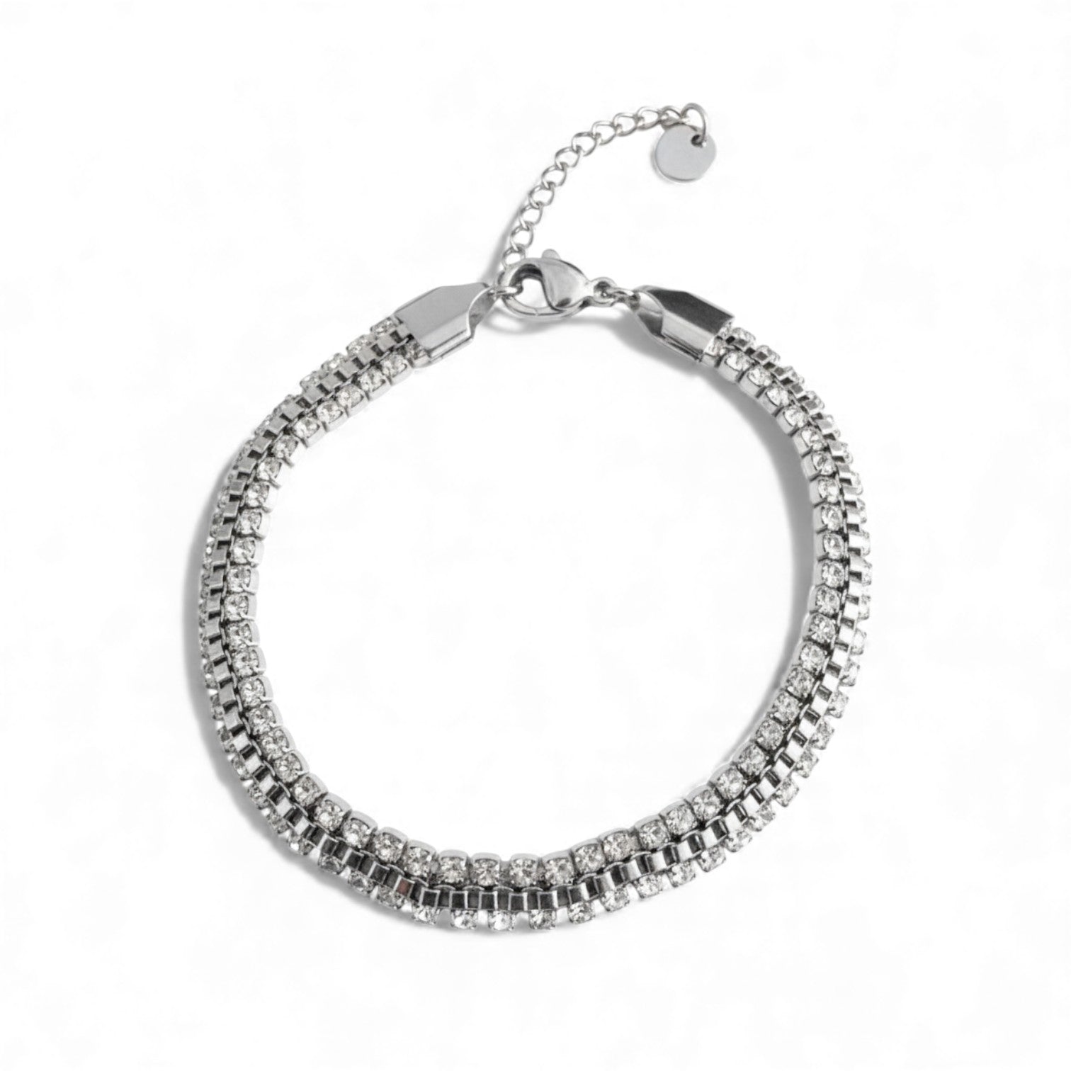 Ατσάλινο βραχιόλι με διπλή σειρά στρας – So Cute by Dimi χονδρική