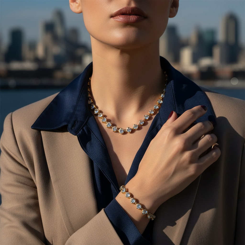 ⚡🚚 Heartline Sparkle Necklace – Ατσάλινο Κολιέ με Καρδιές Ζιργκόν