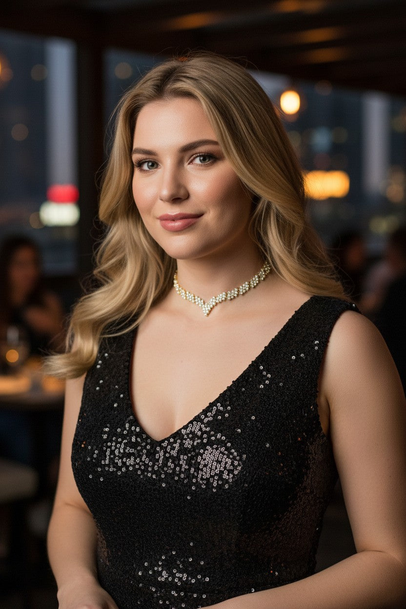 Diamond-look V-line choker με full crystal shine σε gold και silver – So Cute by Dimi Wholesale